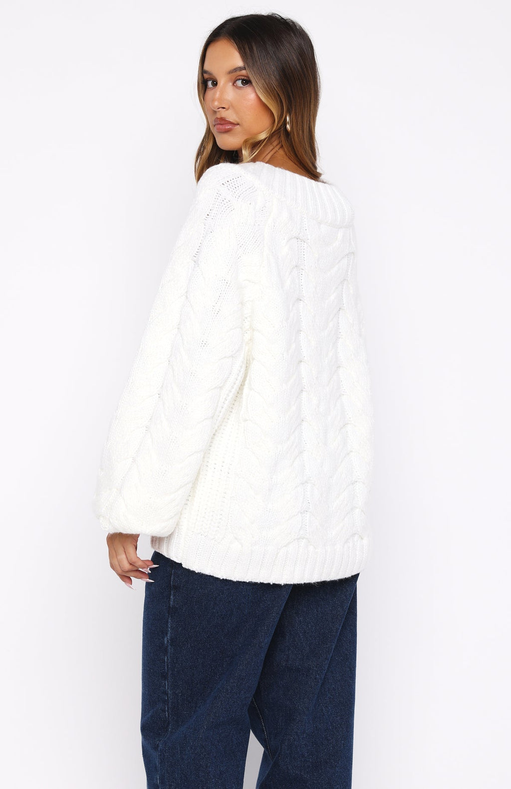 White Fox Showfern Knit Sweater Off White
