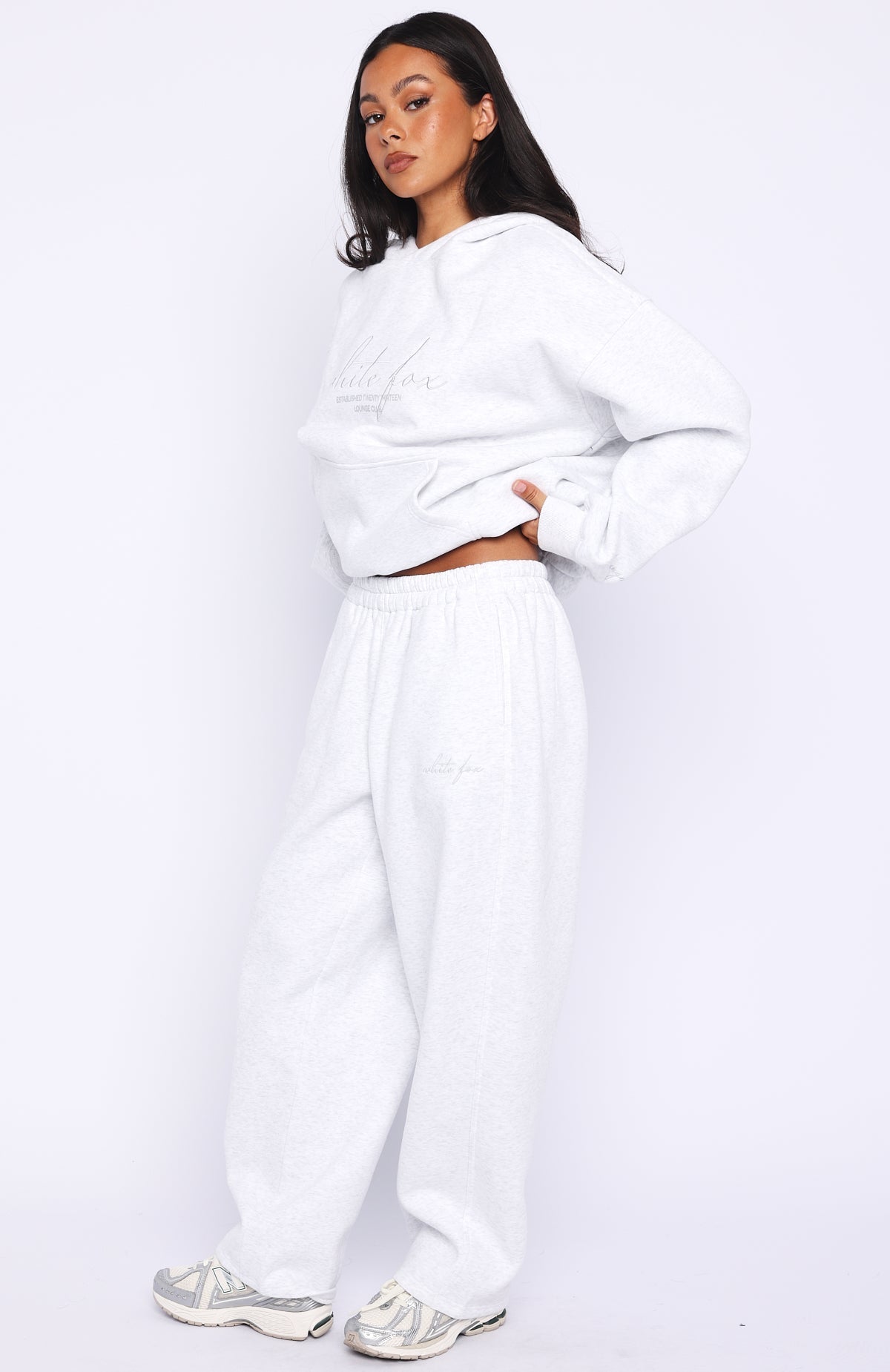 White Fox Know What You Want Barrel Leg Sweatpants Grey Marle
