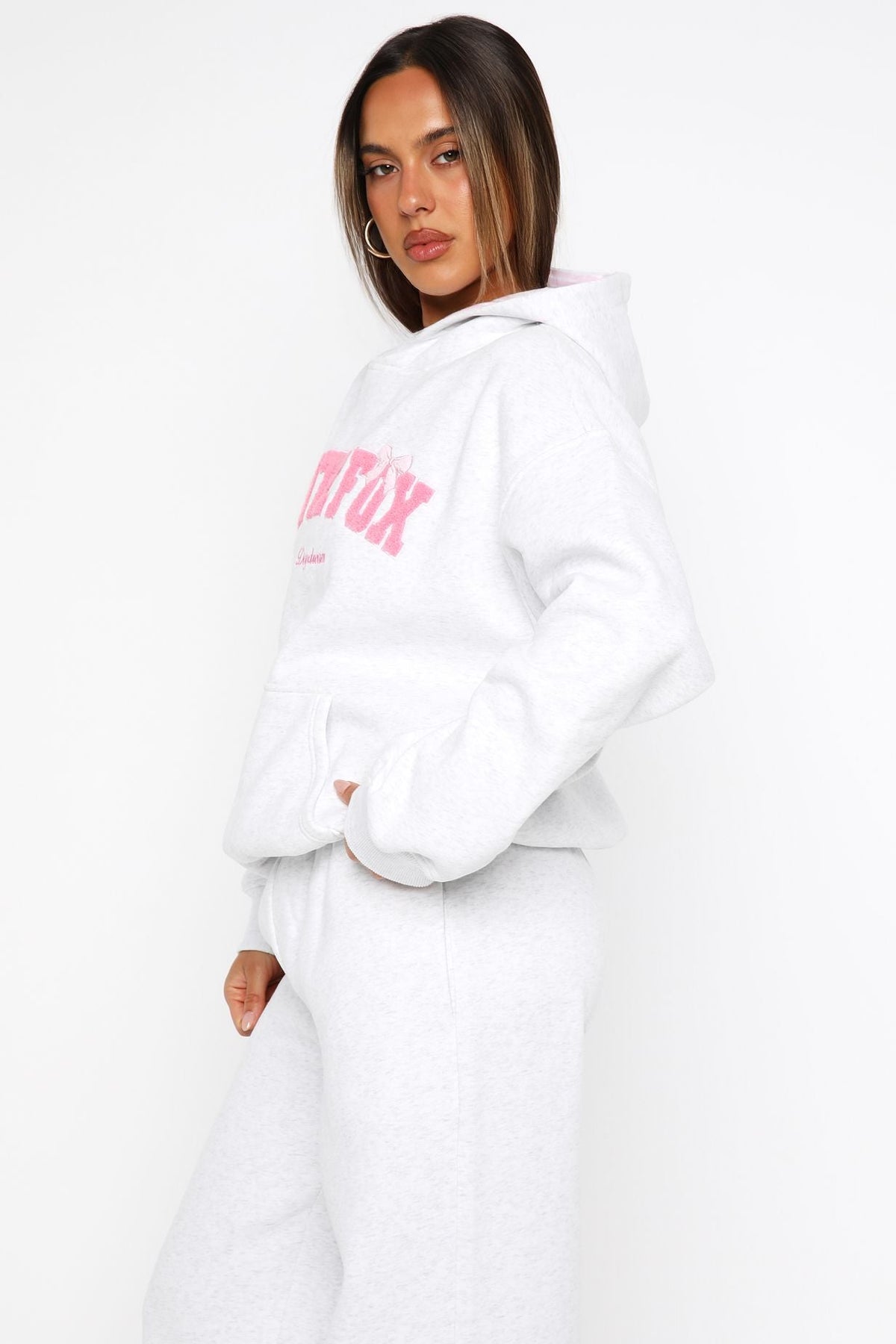 White Fox Daydreamers Madeline Oversized Hoodie Grey Marle