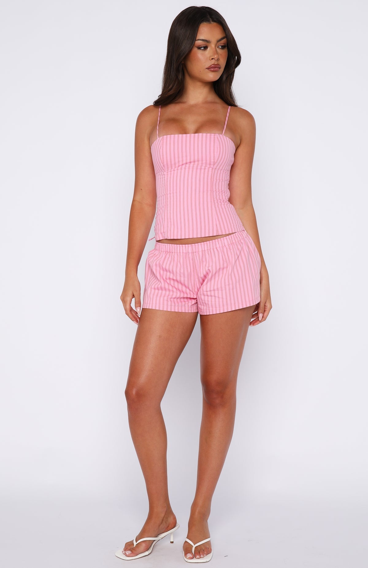White Fox Born To Glow Shorts Pink Stripe
