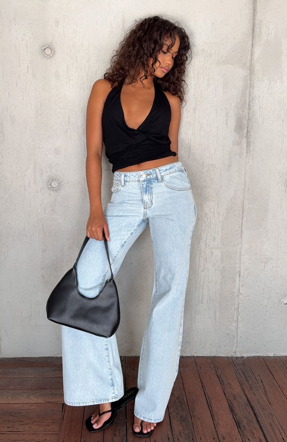 White Fox Cielo Low Rise Flare Leg Jeans Glacier Blue Wash