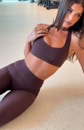 White Fox Sprint Sports Bra Dark Chocolate