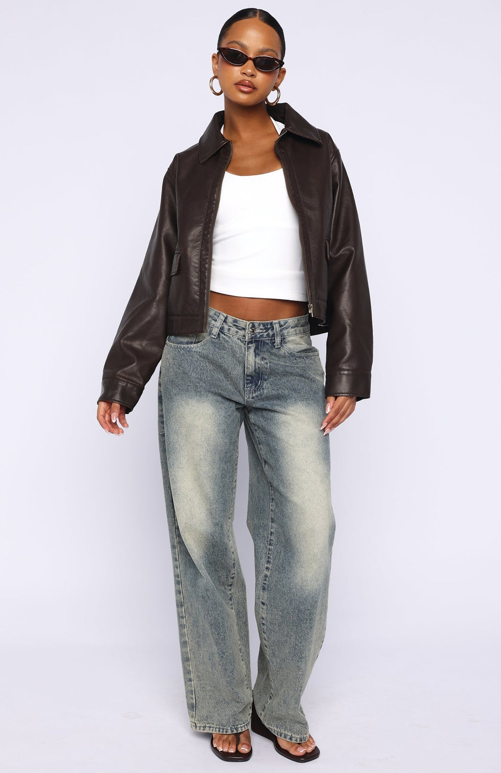 White Fox I Know Love PU Jacket Chocolate