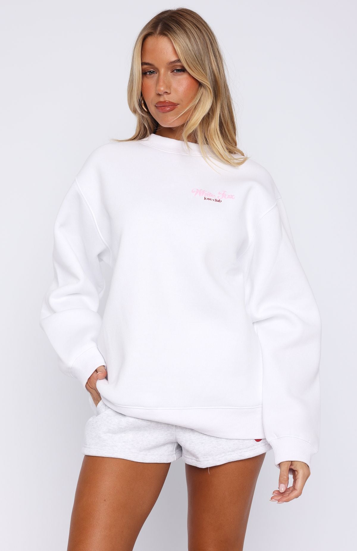White Fox Fell So Hard Oversized Sweater White