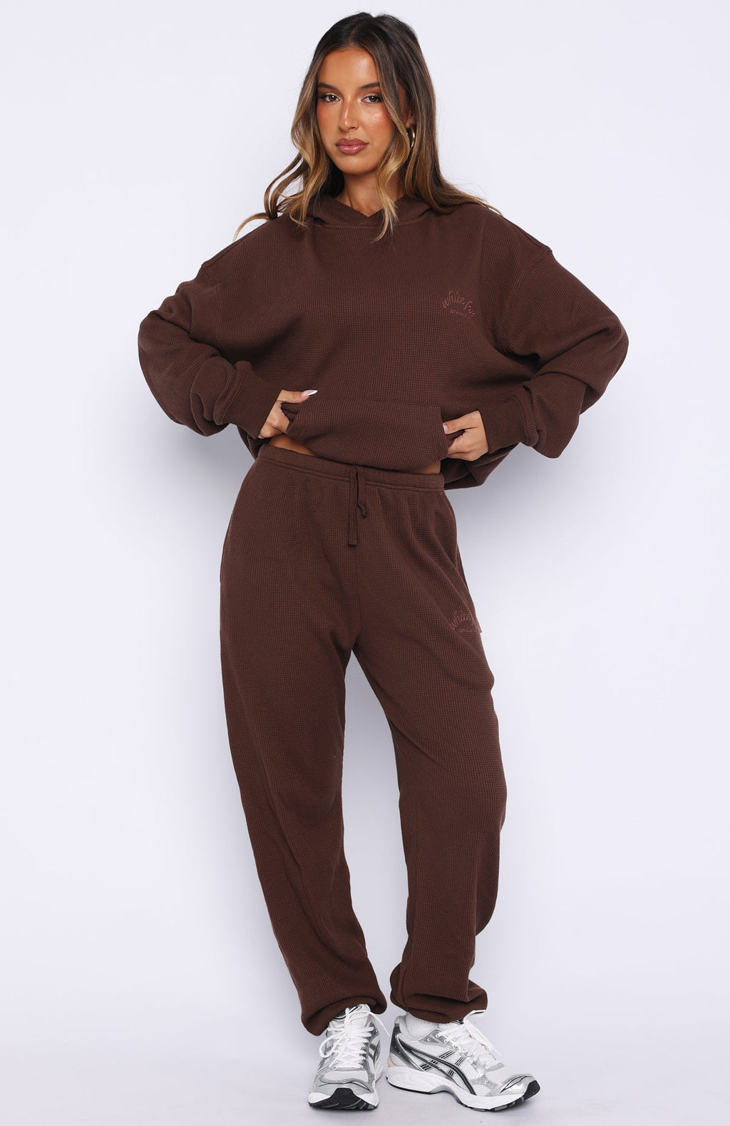 White Fox Moving Out Waffle Sweatpants Chocolate
