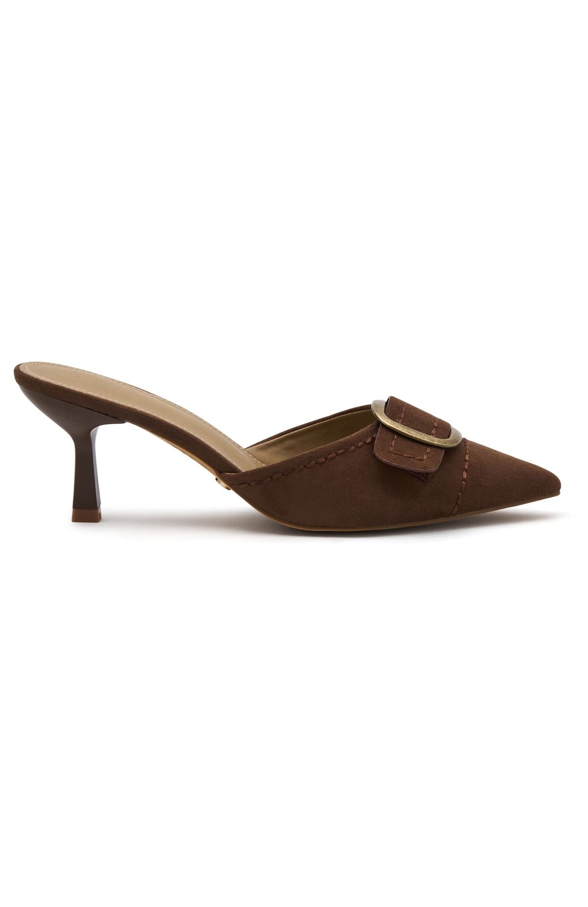 White Fox Gino Mules Chocolate Faux Suede