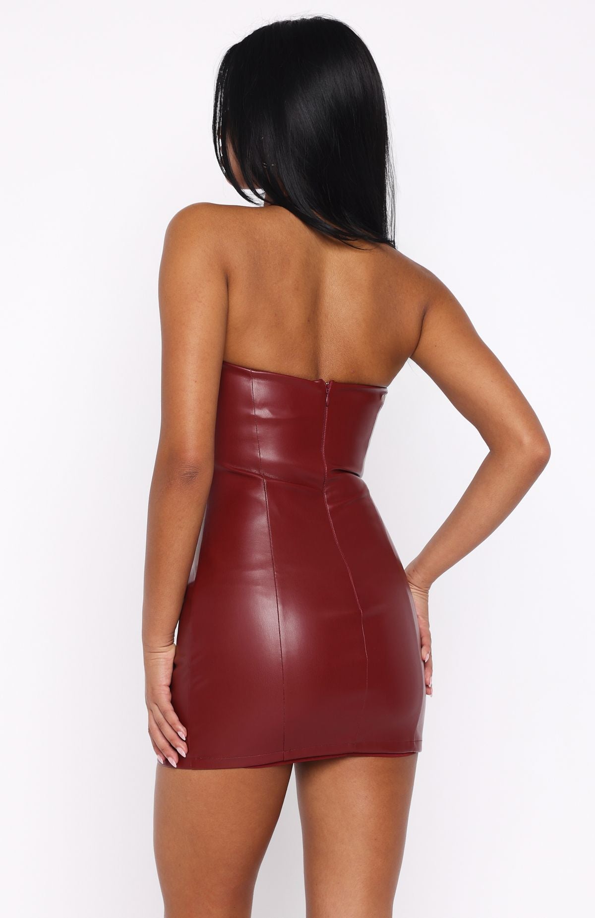 White Fox Nothing Personal PU Mini Dress Deep Red