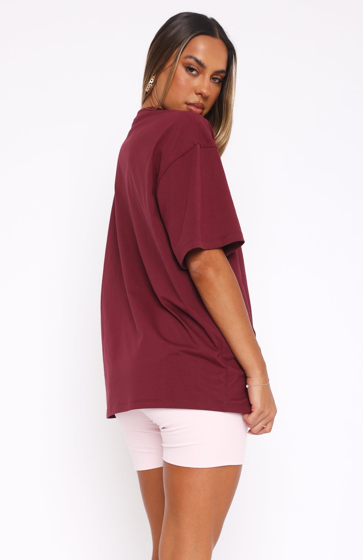 White Fox Offstage Oversized Tee Red Velvet