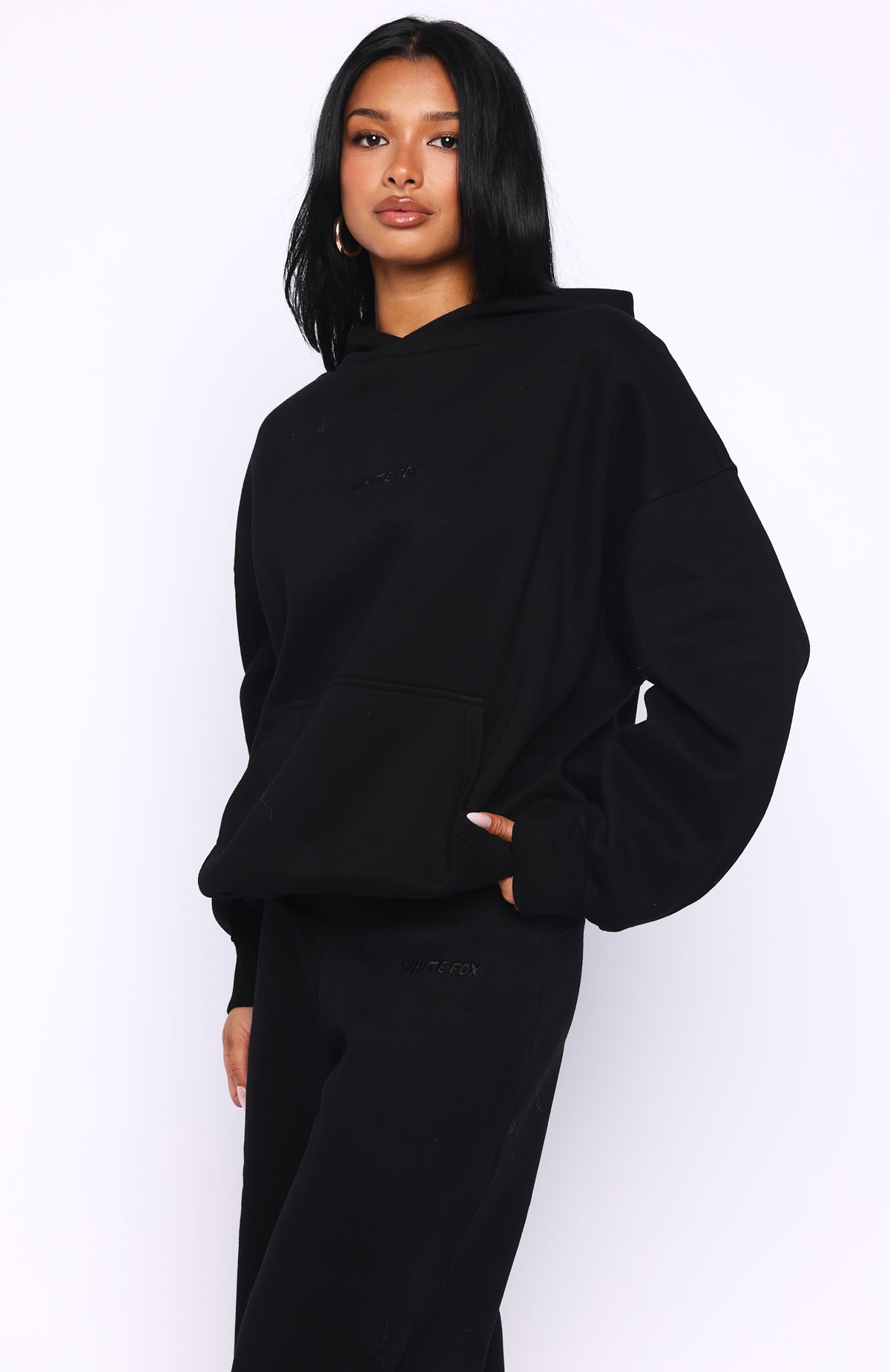 White Fox Come A Long Way Oversized Hoodie Black