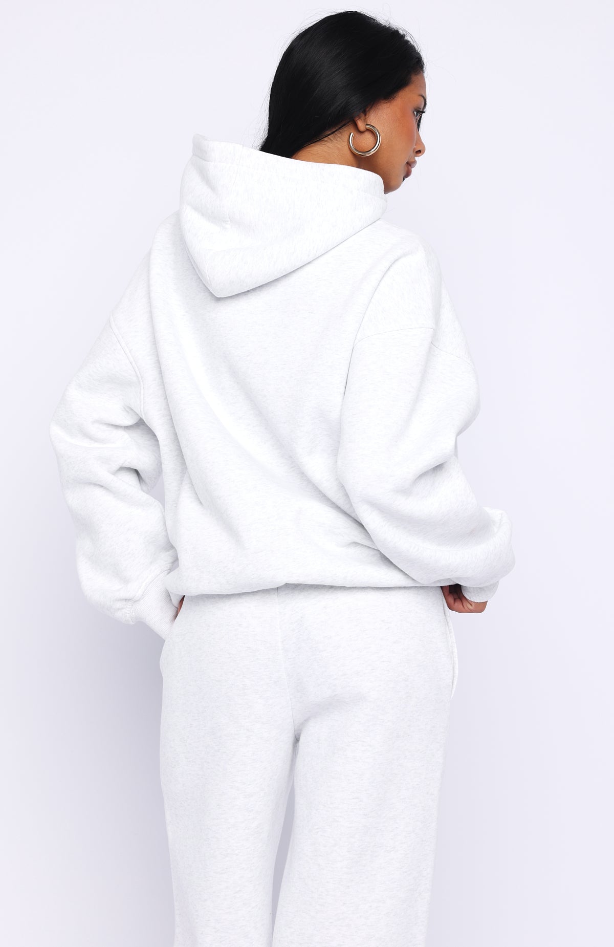 White Fox Vibe Too High Oversized Hoodie Grey Marle