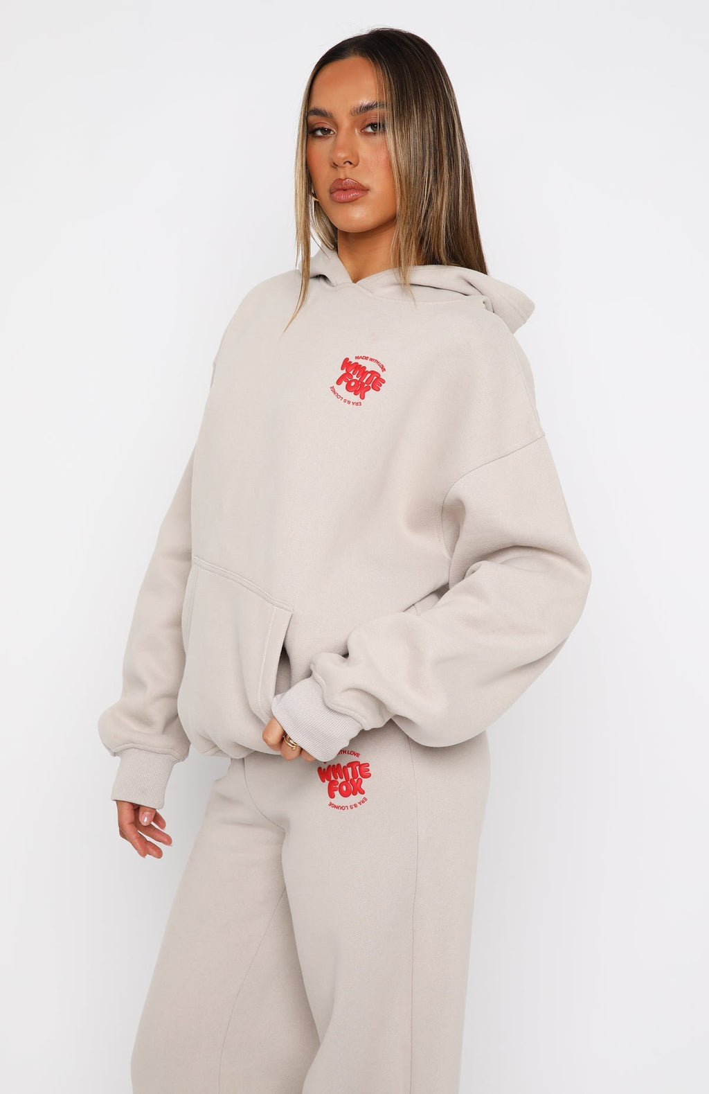 White Fox With Love For You Oversized Hoodie Moon