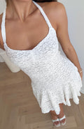 White Fox Cherry Cutie Halter Mini Dress White