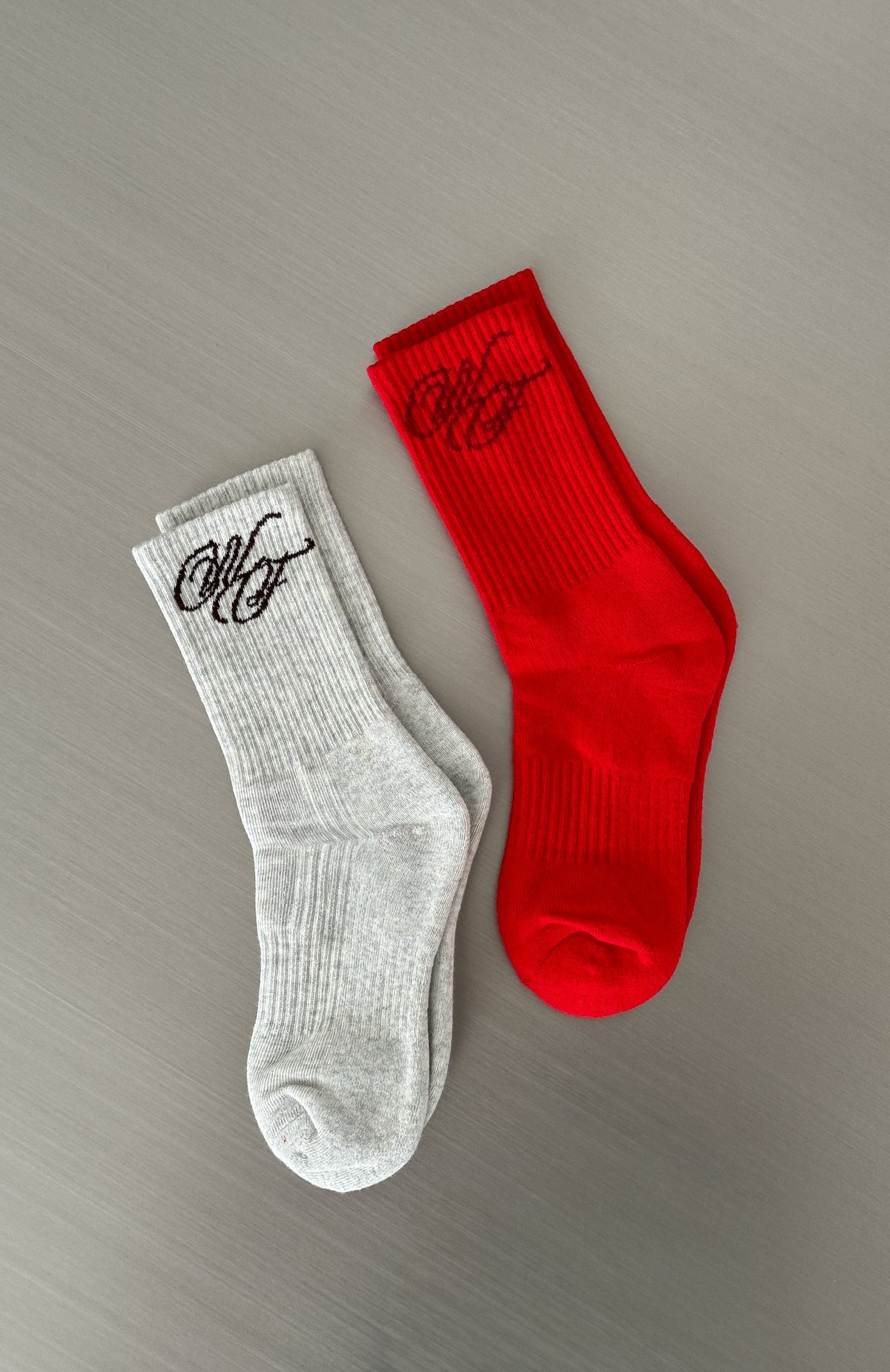 White Fox Studio 17 Raven 2 Pack Socks Red/Grey Marle