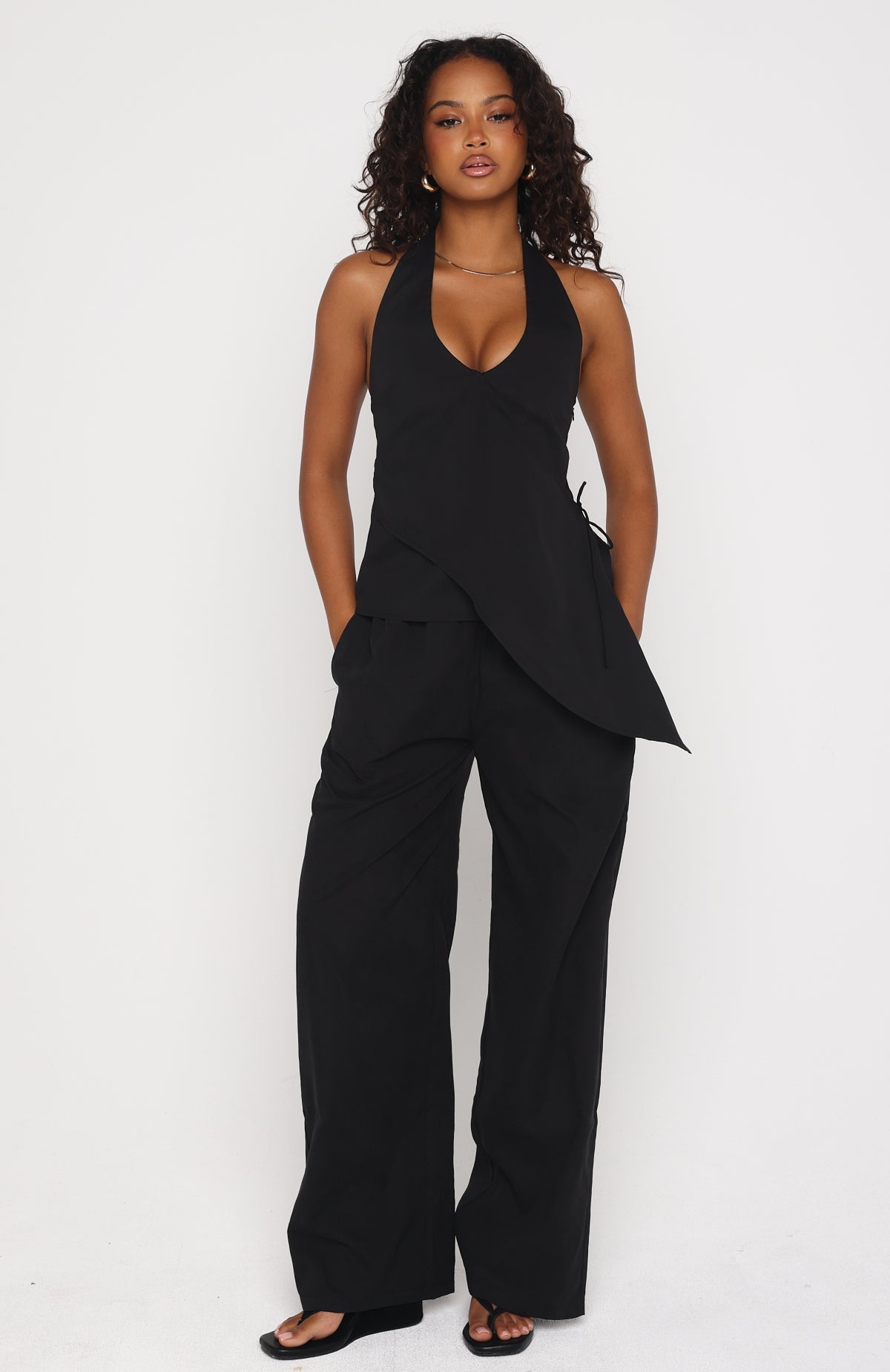 White Fox Mystic Mist Halter Top Black