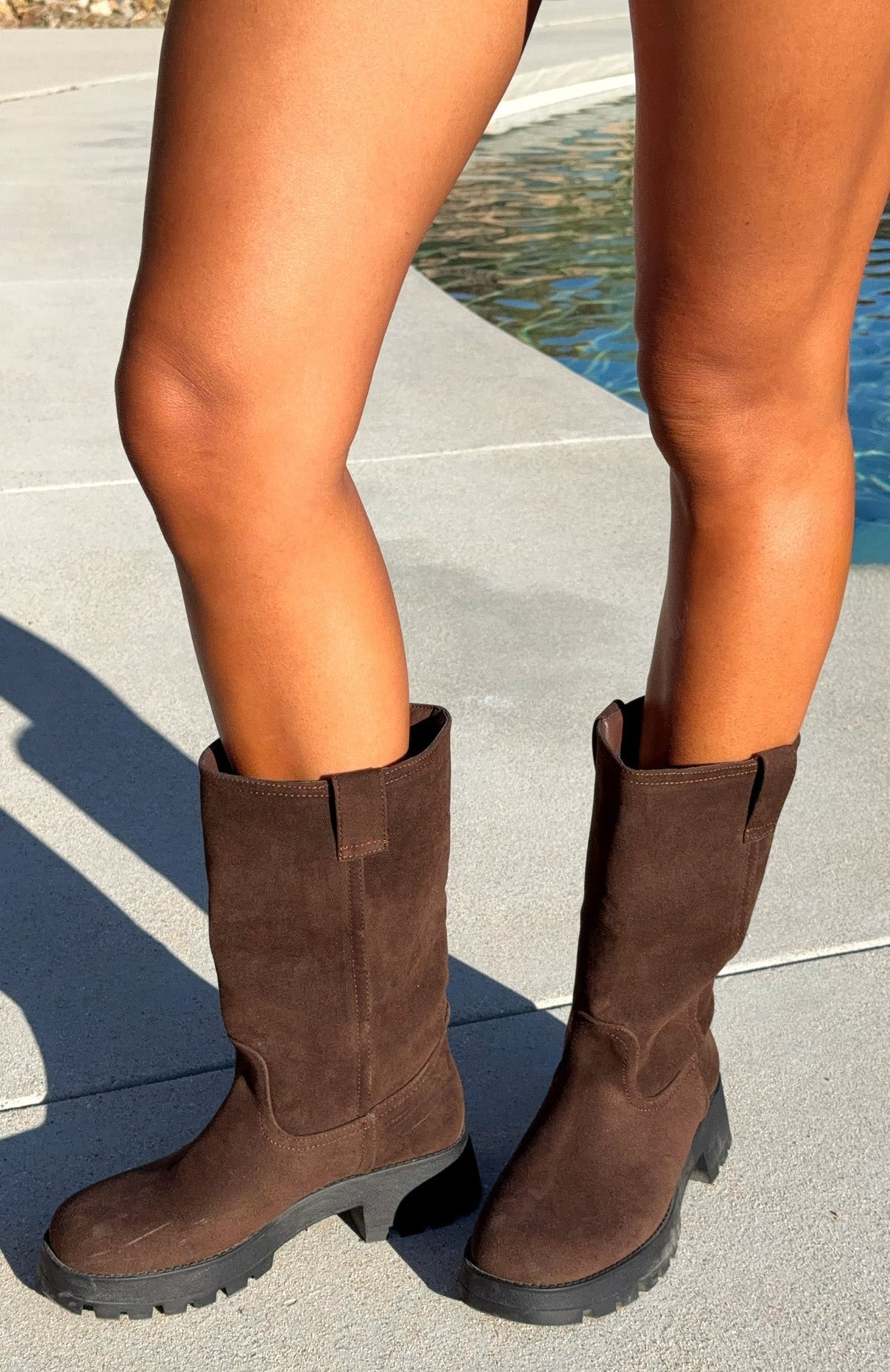 White Fox Rita Boots Chocolate Faux Suede