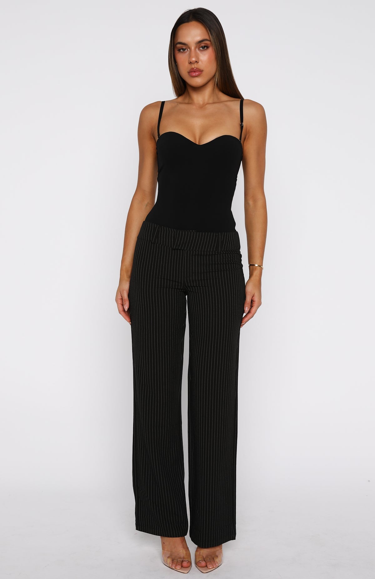 White Fox Claim You As Mine Pants Black Pinstripe
