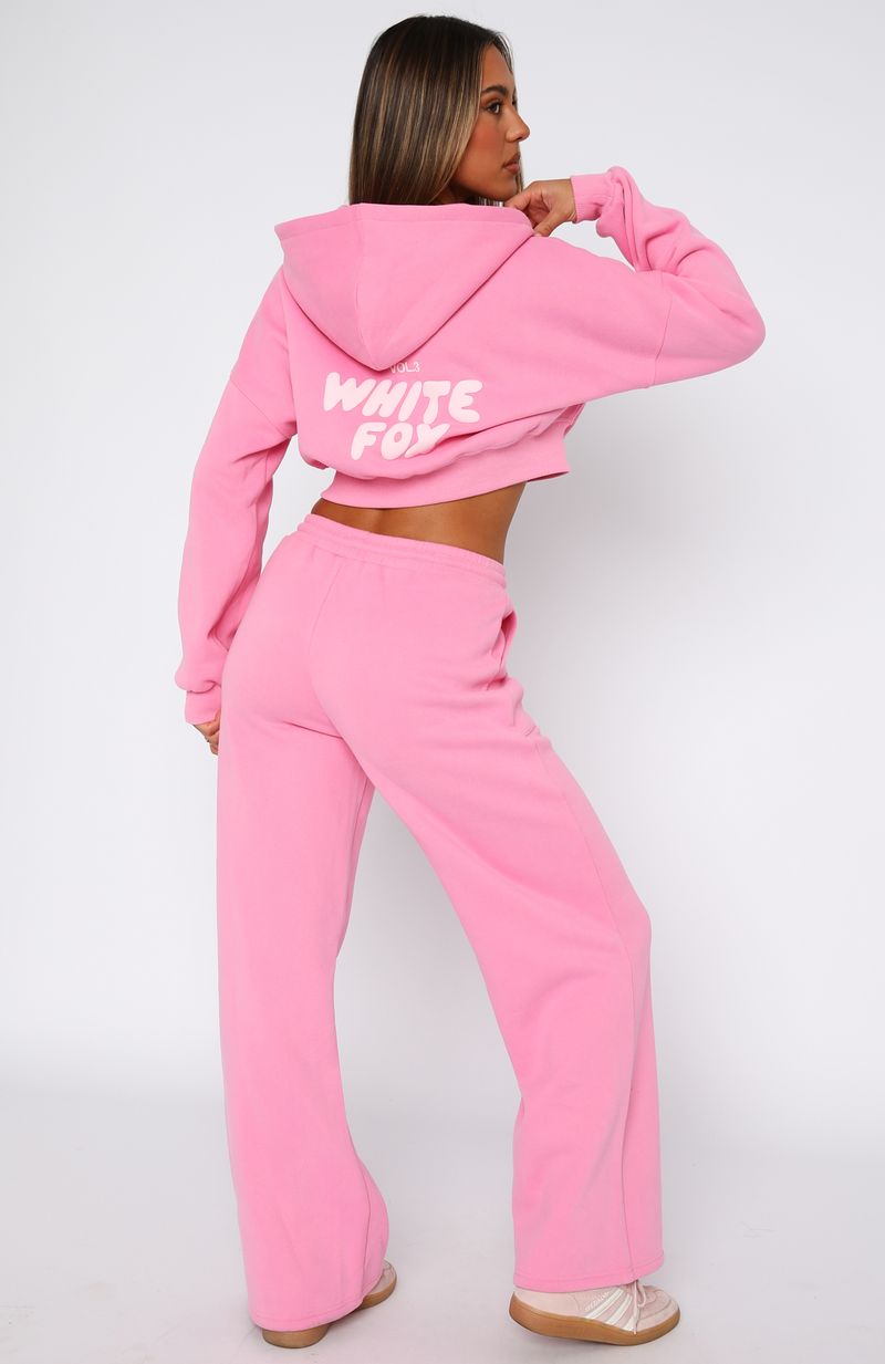 White Fox Offstage Wide Leg Sweatpants Bubblegum