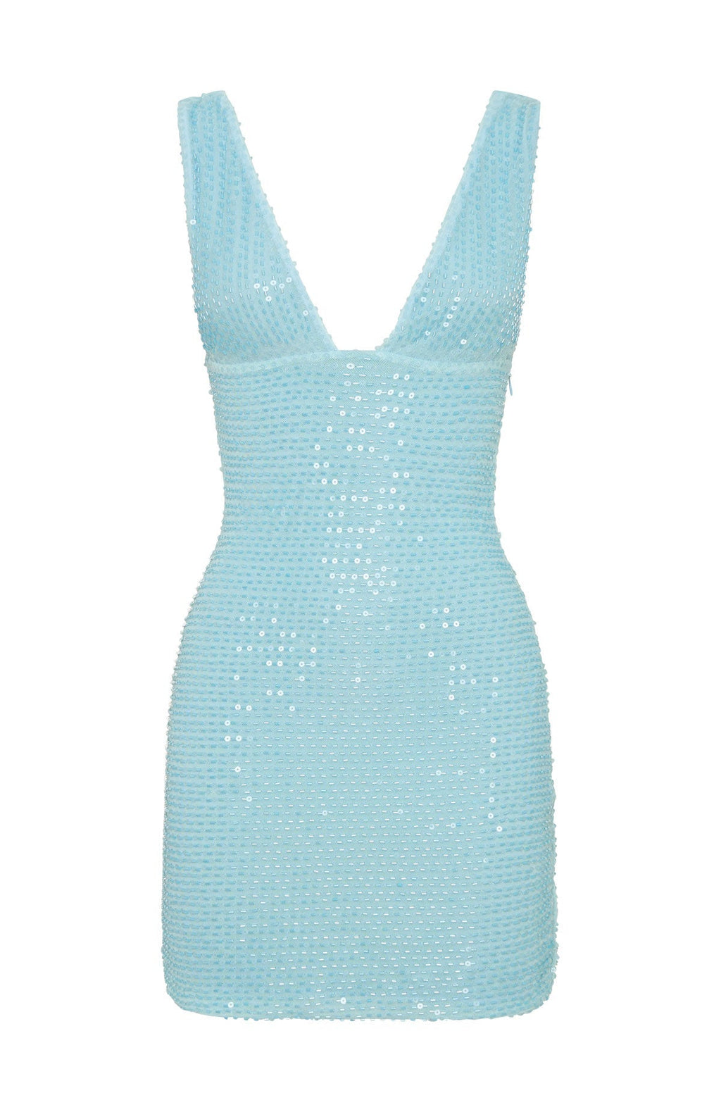 White Fox I Believe In You Beaded Mini Dress Baby Blue