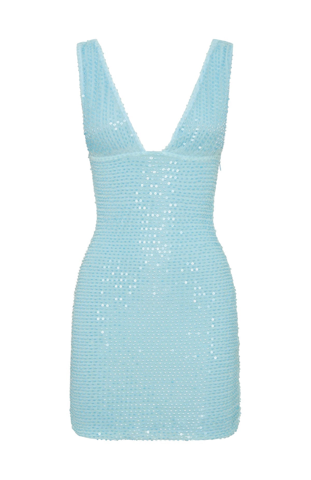 White Fox I Believe In You Beaded Mini Dress Baby Blue