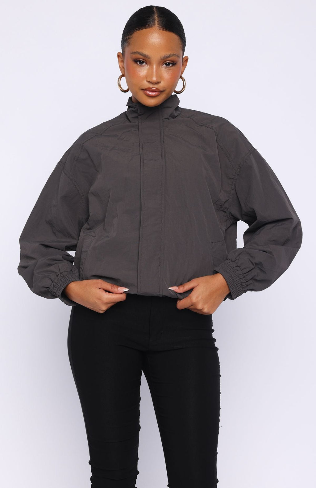 White Fox Cool Vibe Funnel Neck Jacket Steel