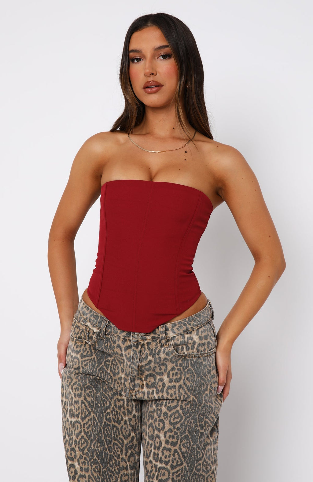 White Fox Let It Go Strapless Bustier Wine