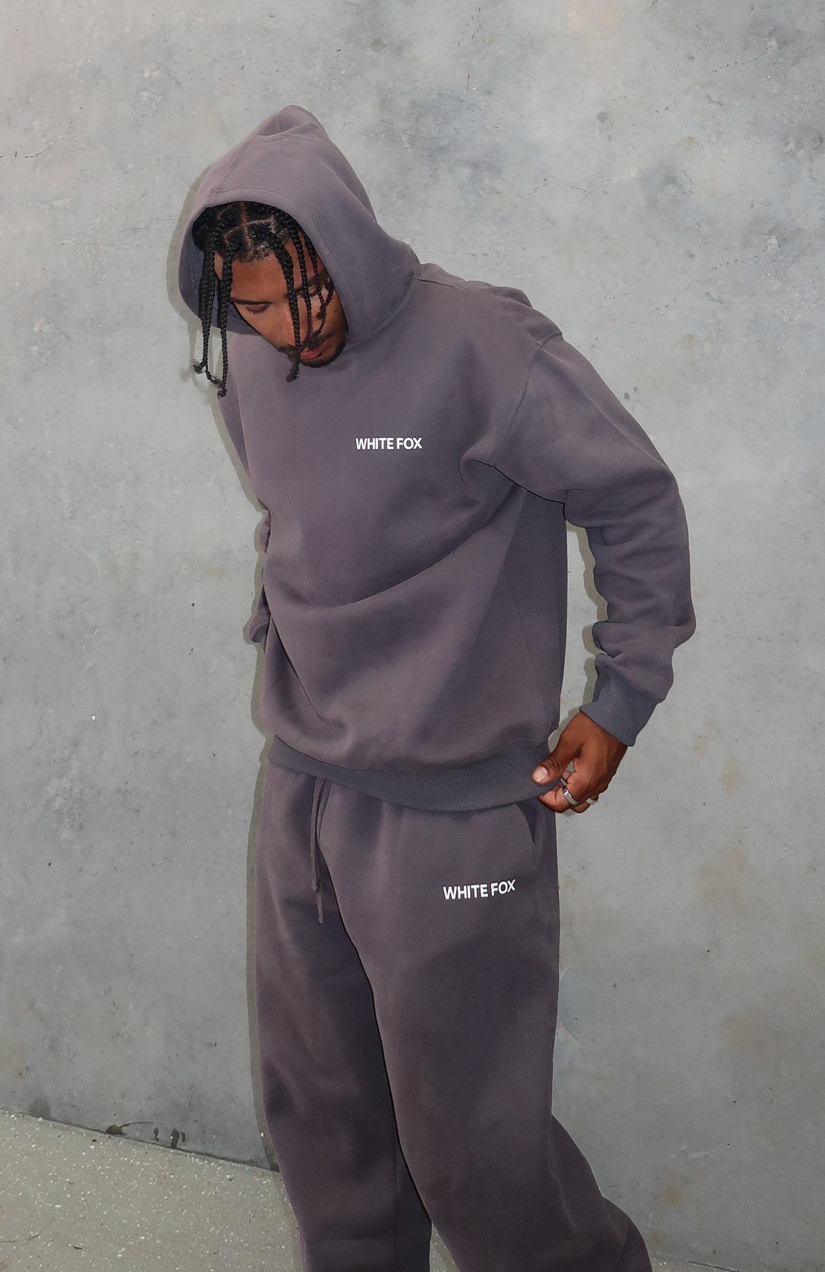 White Fox Core Classic Oversized Hoodie Volcanic