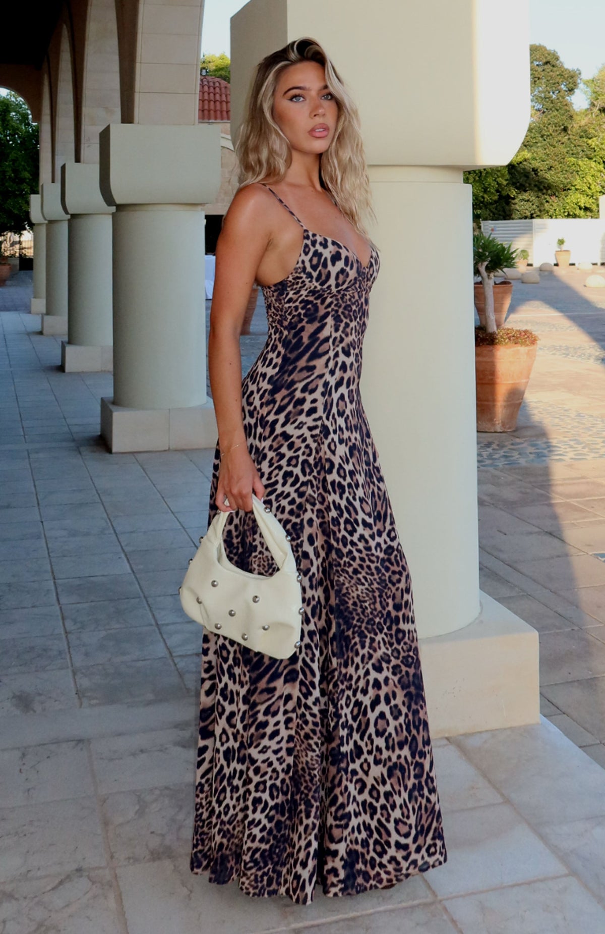 White Fox A Day In Nice Maxi Dress Leopard