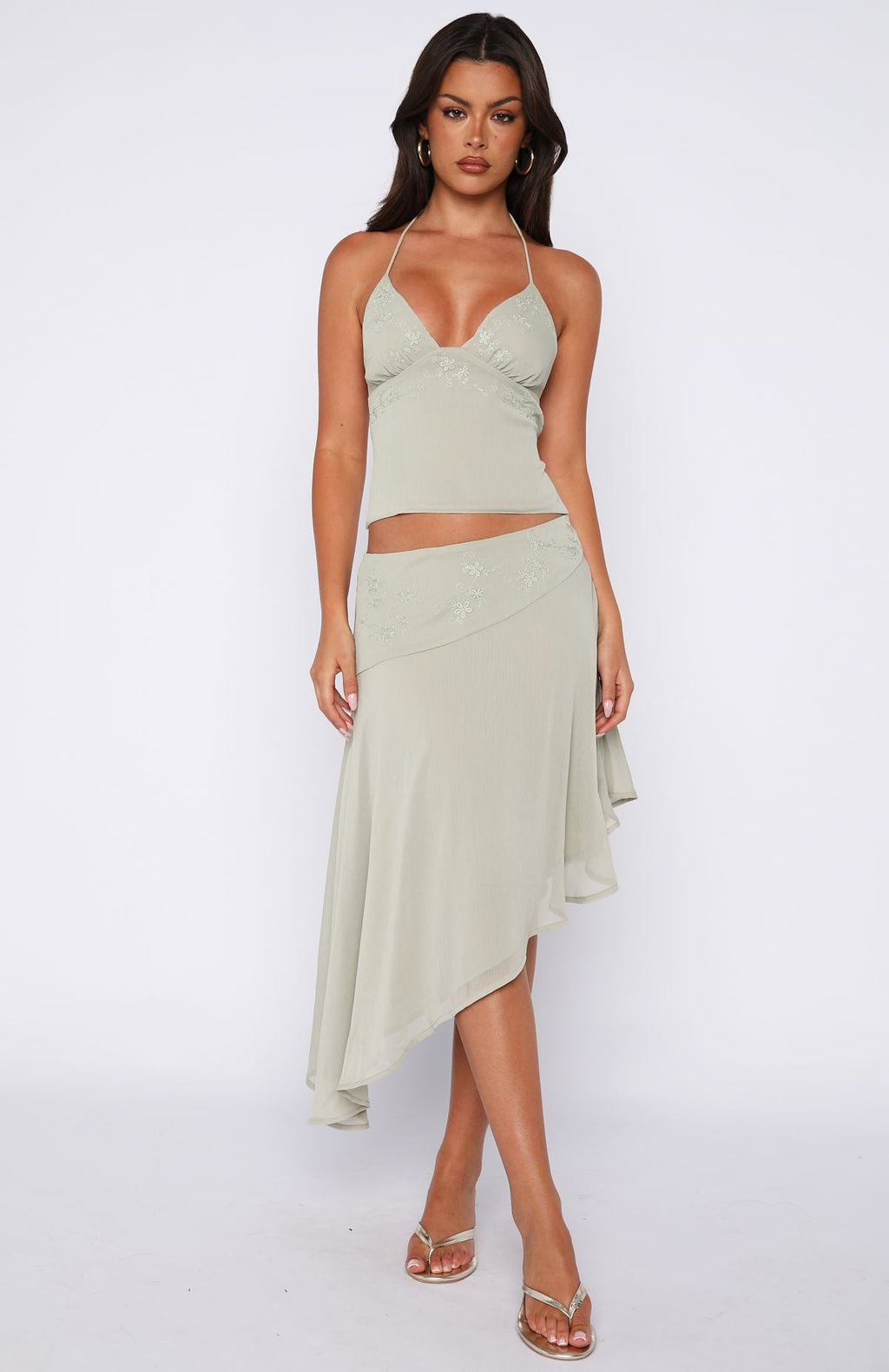 White Fox Hidden Grace Cami Top Sage