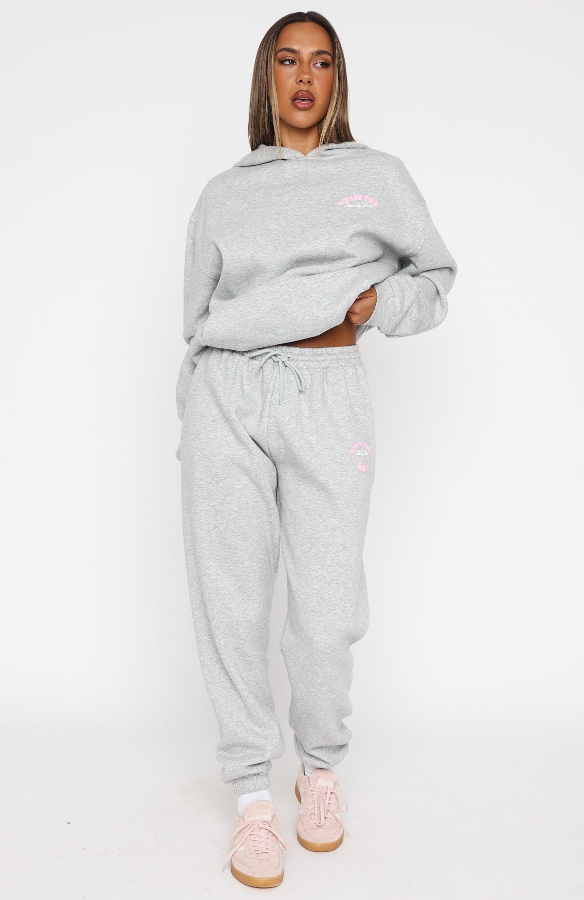White Fox Love Me Tender Sweatpants Dark Grey Marle