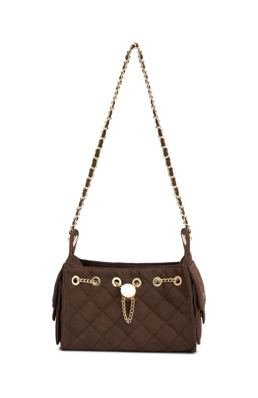 White Fox Staria Shoulder Bag Dark Chocolate Faux Suede