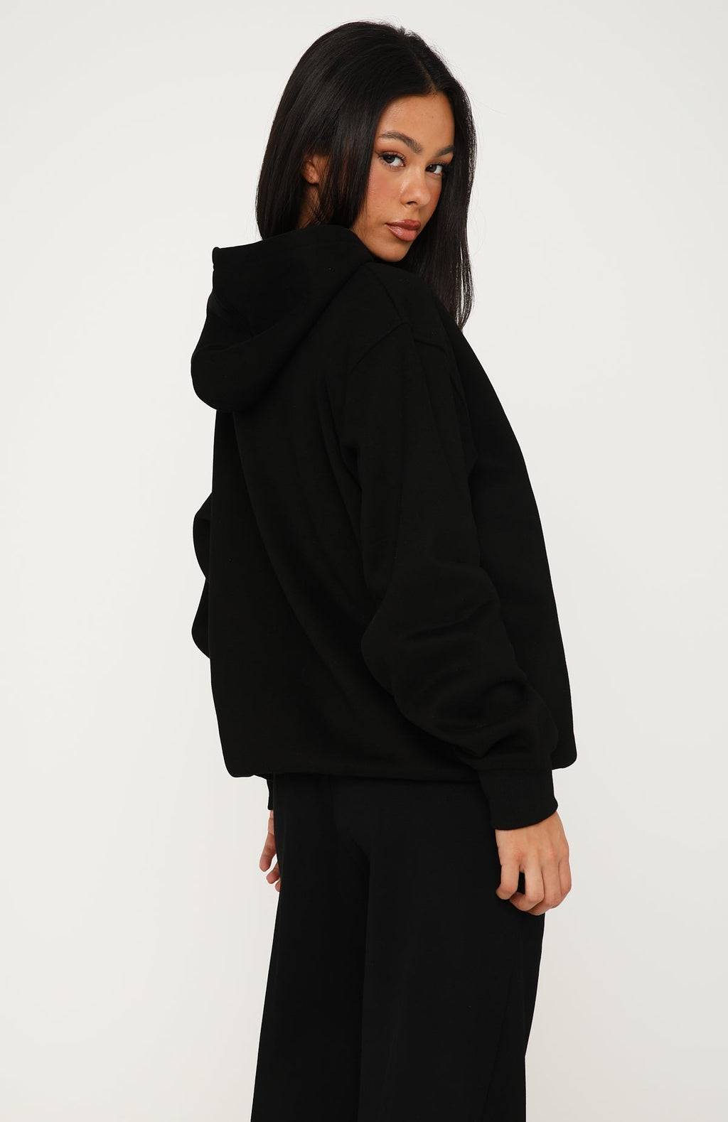 White Fox Core Classic Oversized Hoodie Black