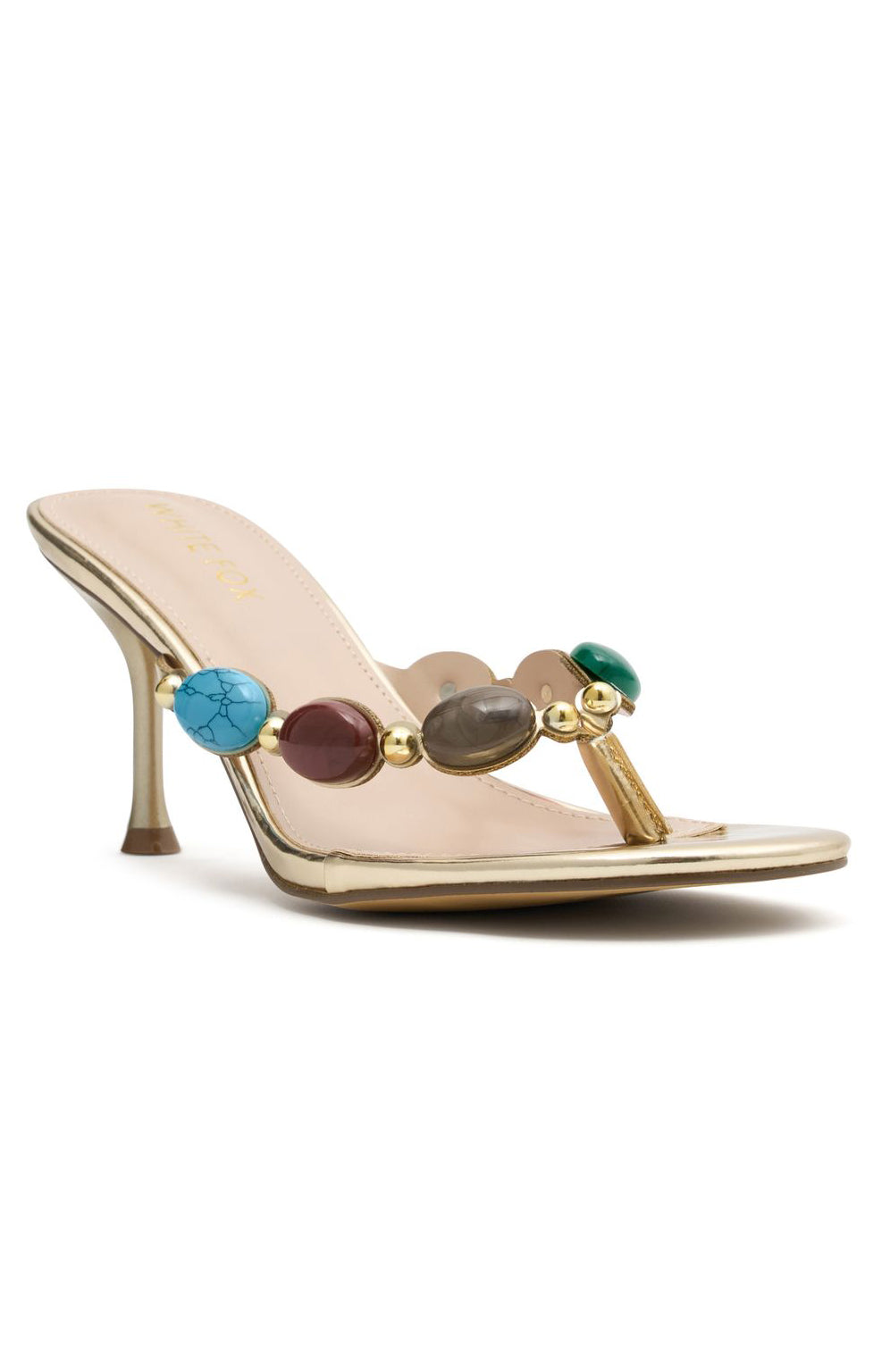White Fox Nina Beaded Mules Metallic Gold