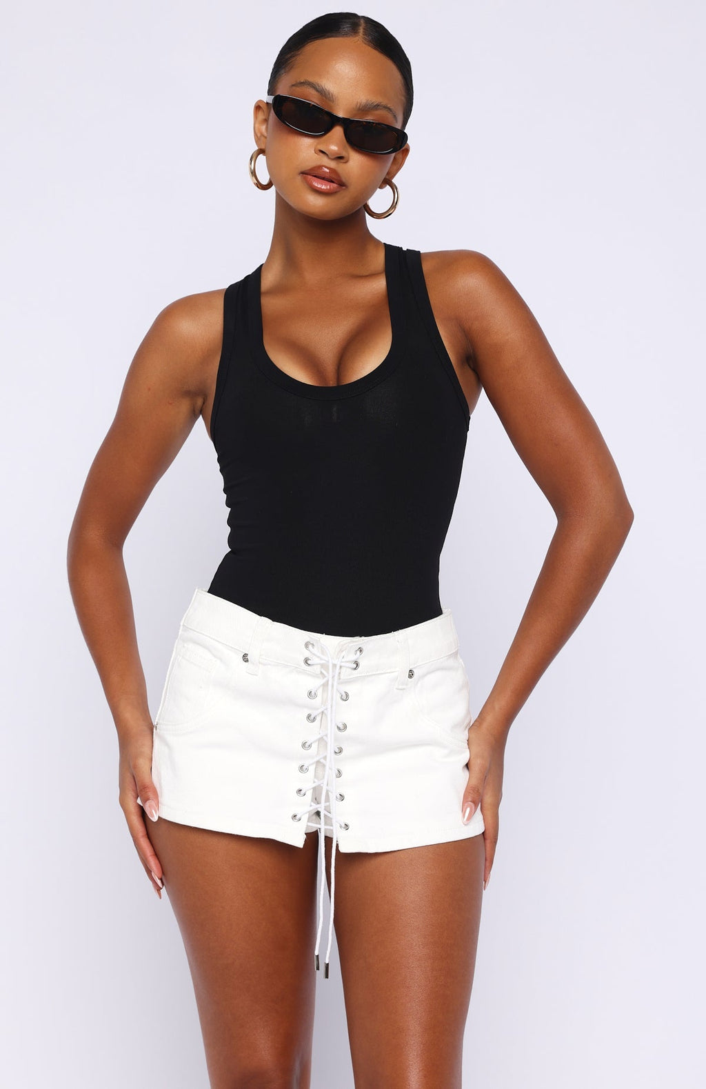 White Fox Might Be Love Denim Skort White