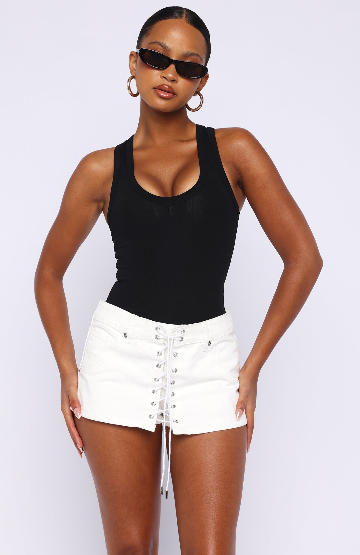 White Fox Might Be Love Denim Skort White