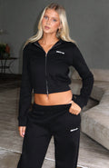 White Fox Comfy And Cute Slim Zip Front Hoodie Black
