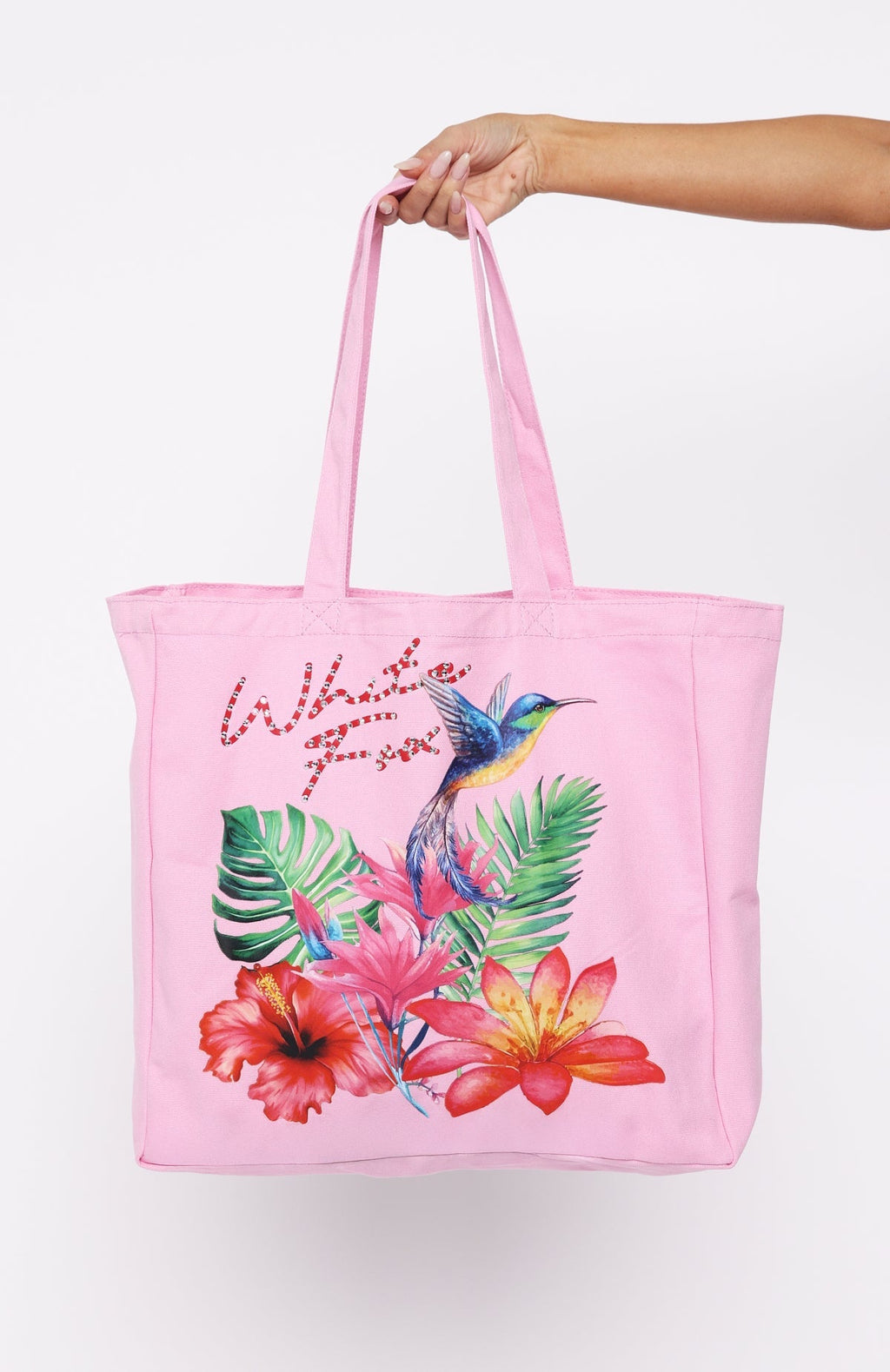 White Fox Morning Calm Tote Bag Pink