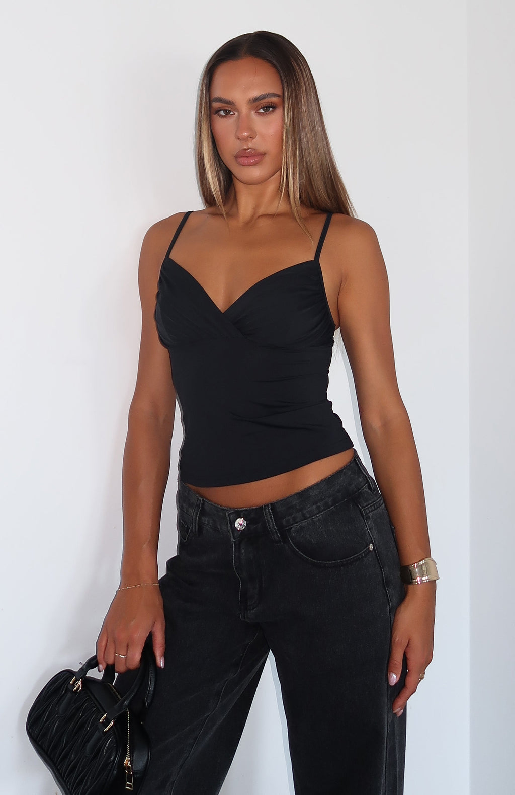 White Fox Getting Noticed Cami Top Black