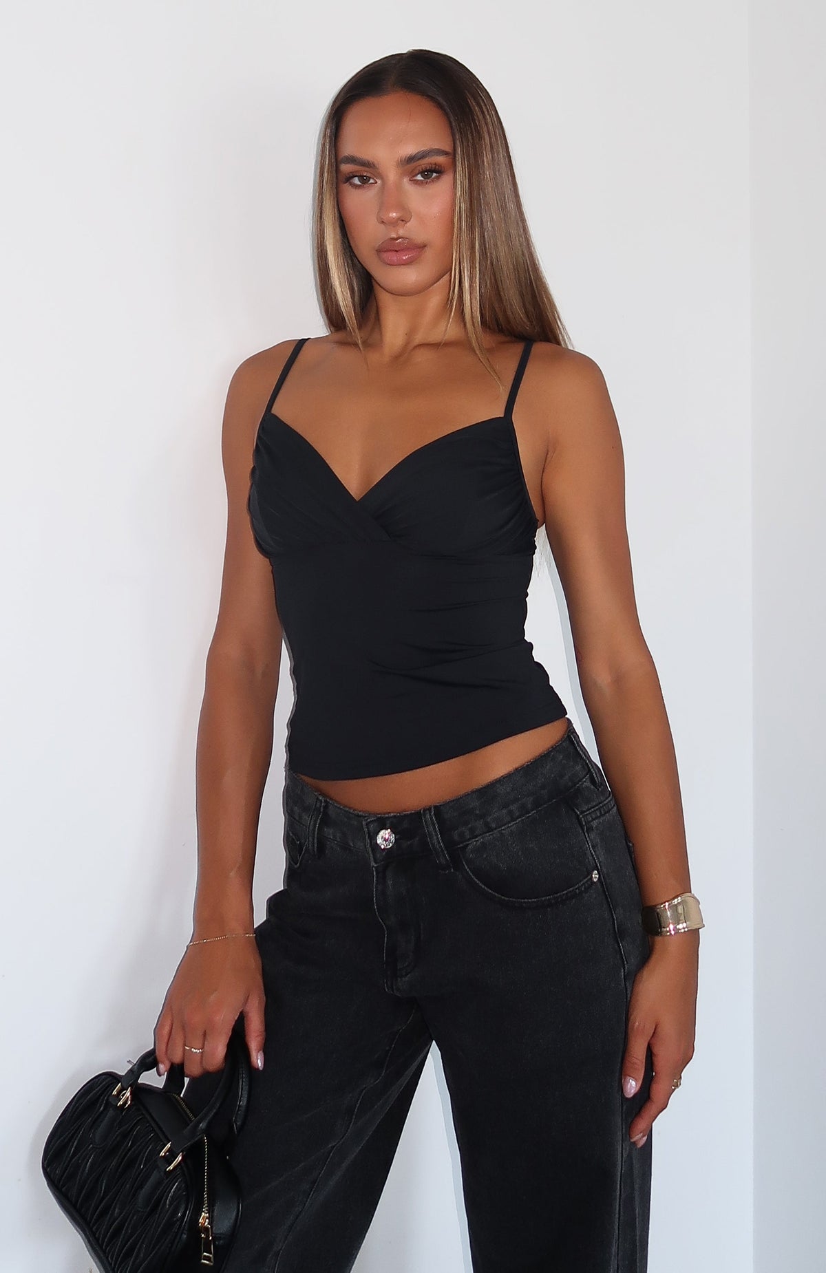White Fox Getting Noticed Cami Top Black