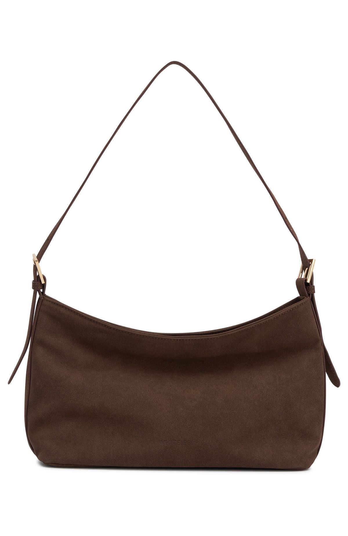 White Fox Ryker Shoulder Bag Dark Chocolate Faux Suede
