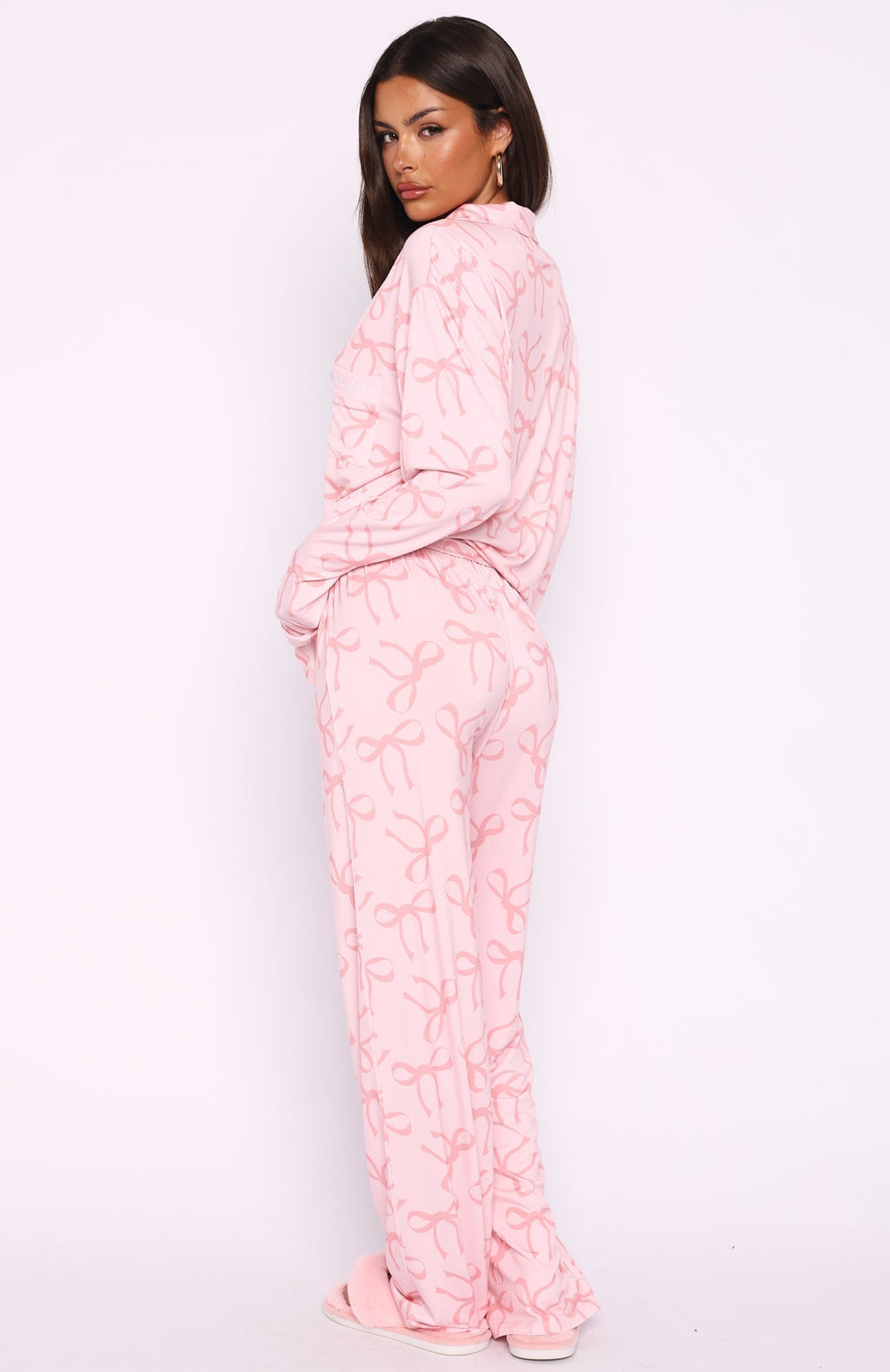 White Fox Pillow Talk Printed Long Sleeve Pyjama Set Posy Bow