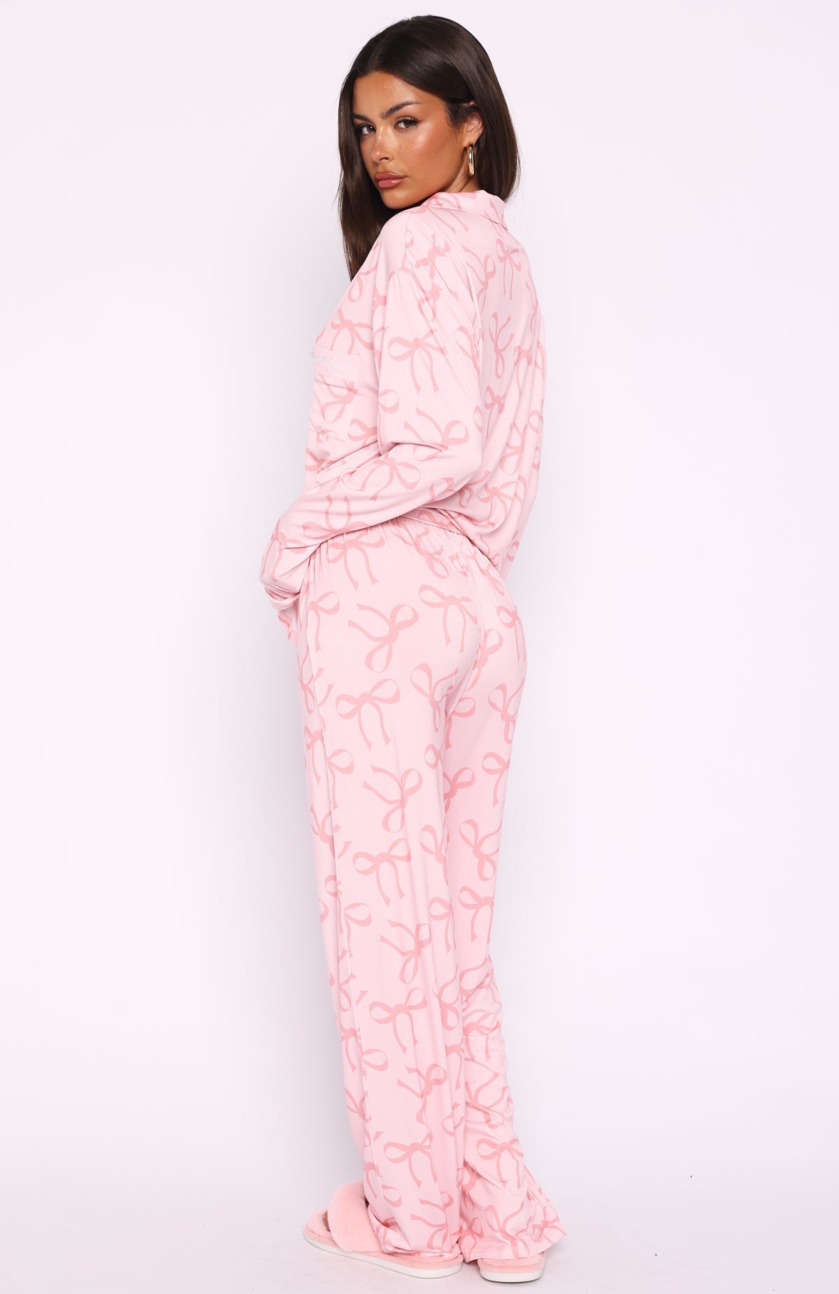 White Fox Pillow Talk Printed Long Sleeve Pyjama Set Posy Bow