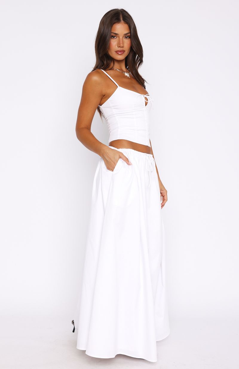 White Fox I'm Too Shy Maxi Skirt White