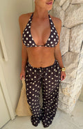 White Fox Croatian Coast Pants Choc/Cream Polka Dot