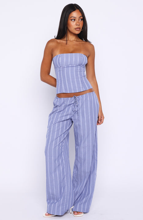 White Fox Promise Me This Pants Navy Check