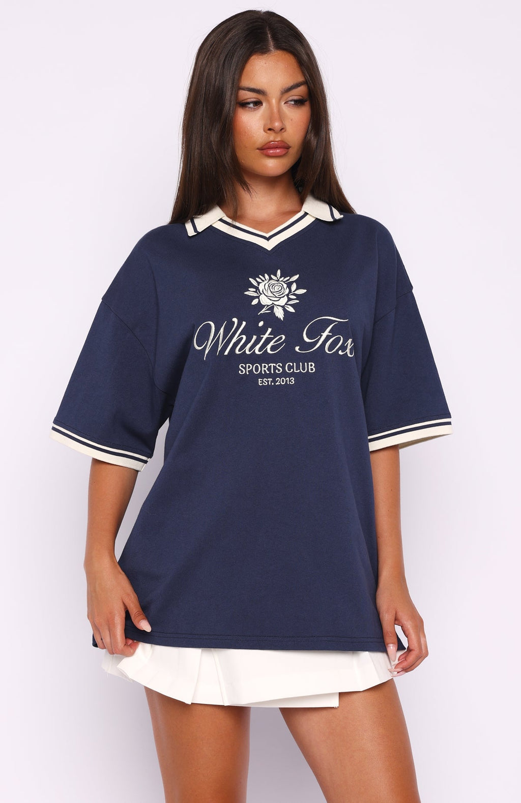 White Fox Along The Way Oversized Jersey Navy