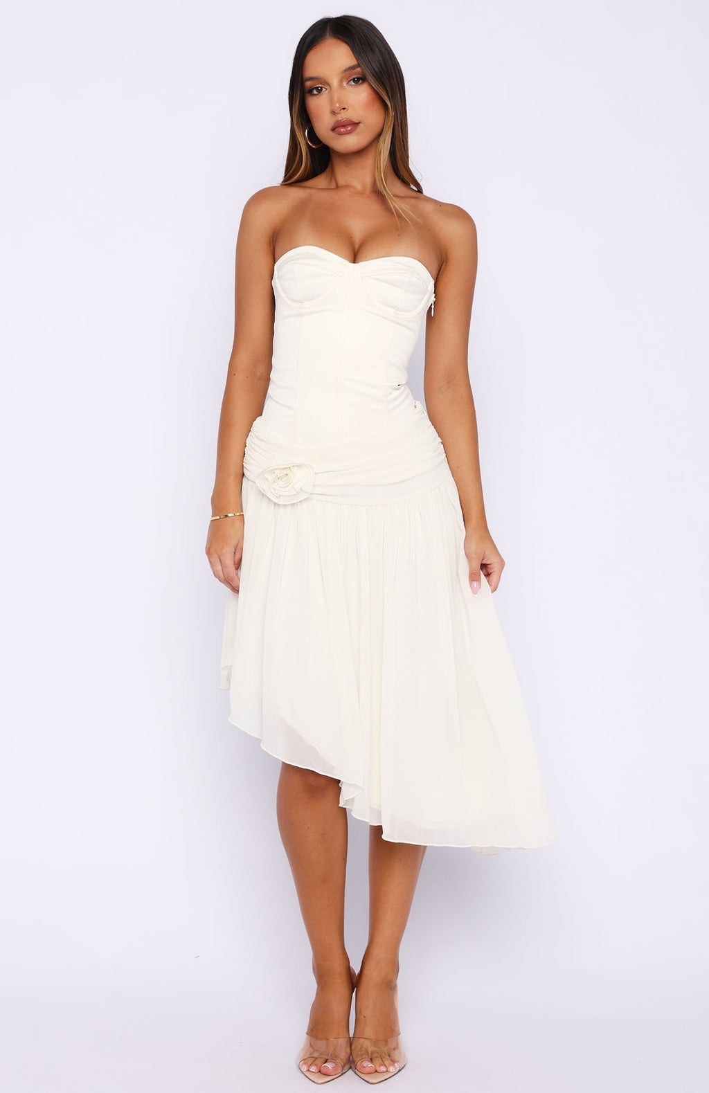 White Fox Forever Love Midi Skirt Off White