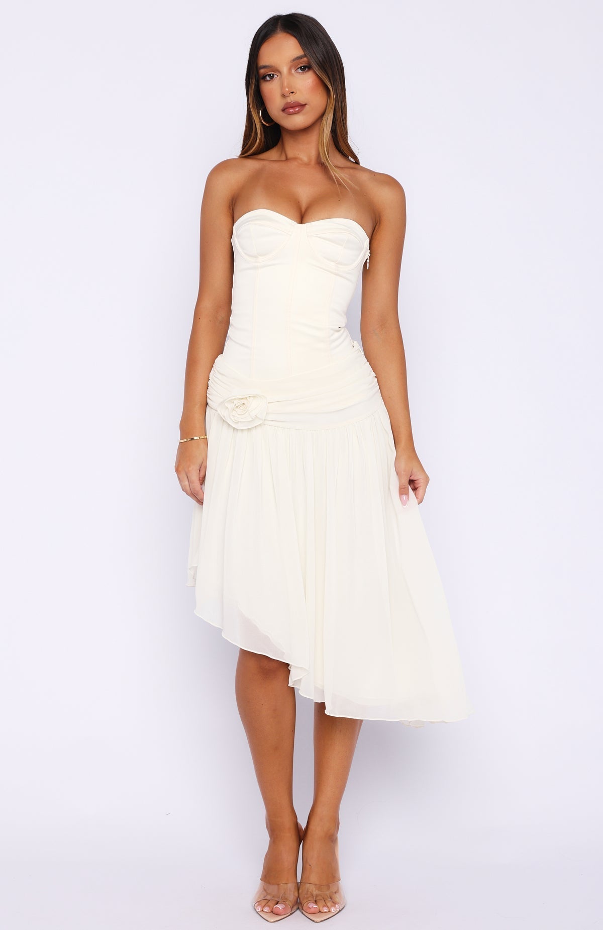 White Fox Forever Love Midi Skirt Off White