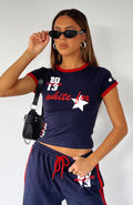 White Fox All Star Season Baby Tee Navy