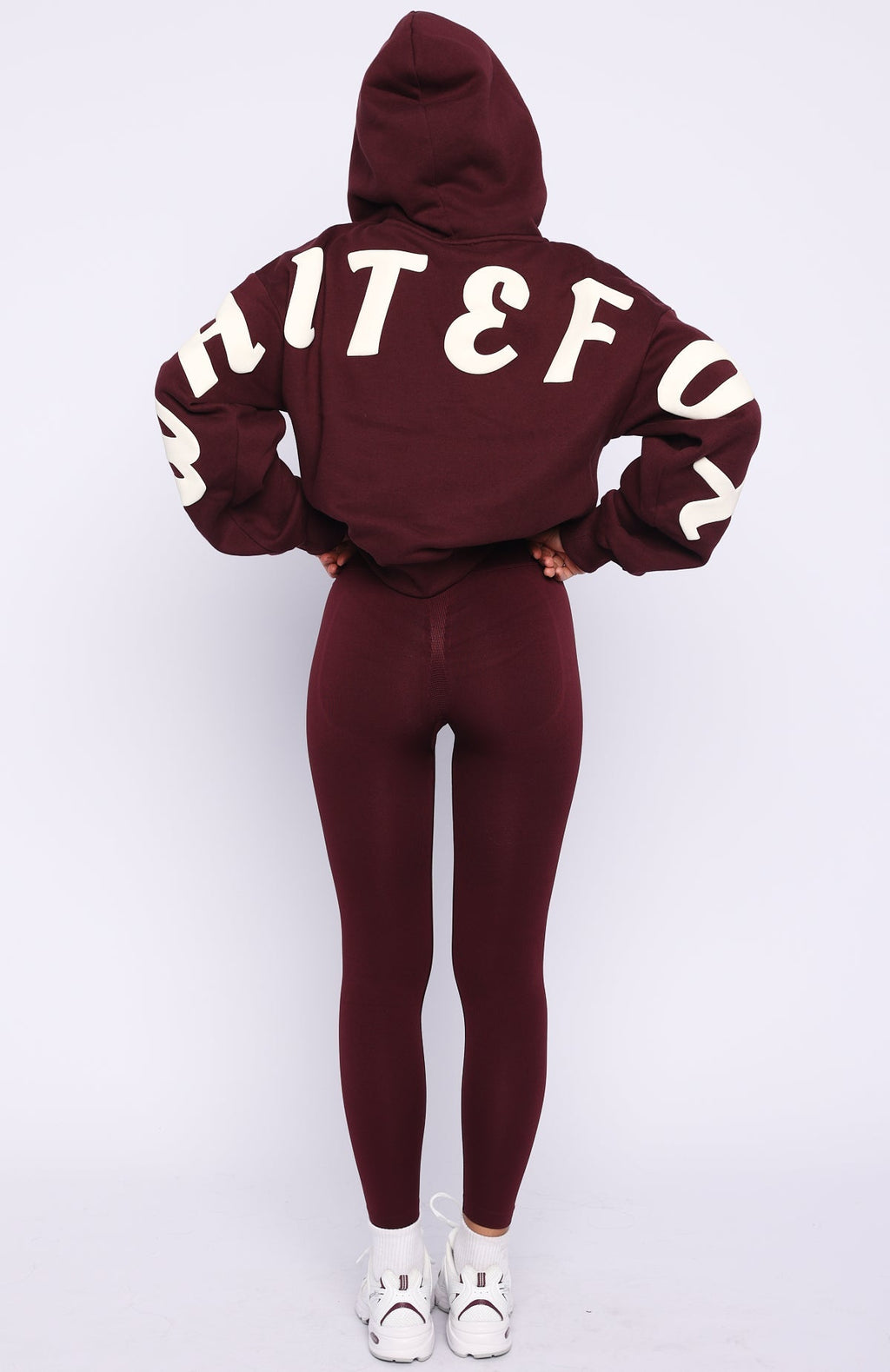 White Fox Gone Away Boxy Zip Front Hoodie Merlot