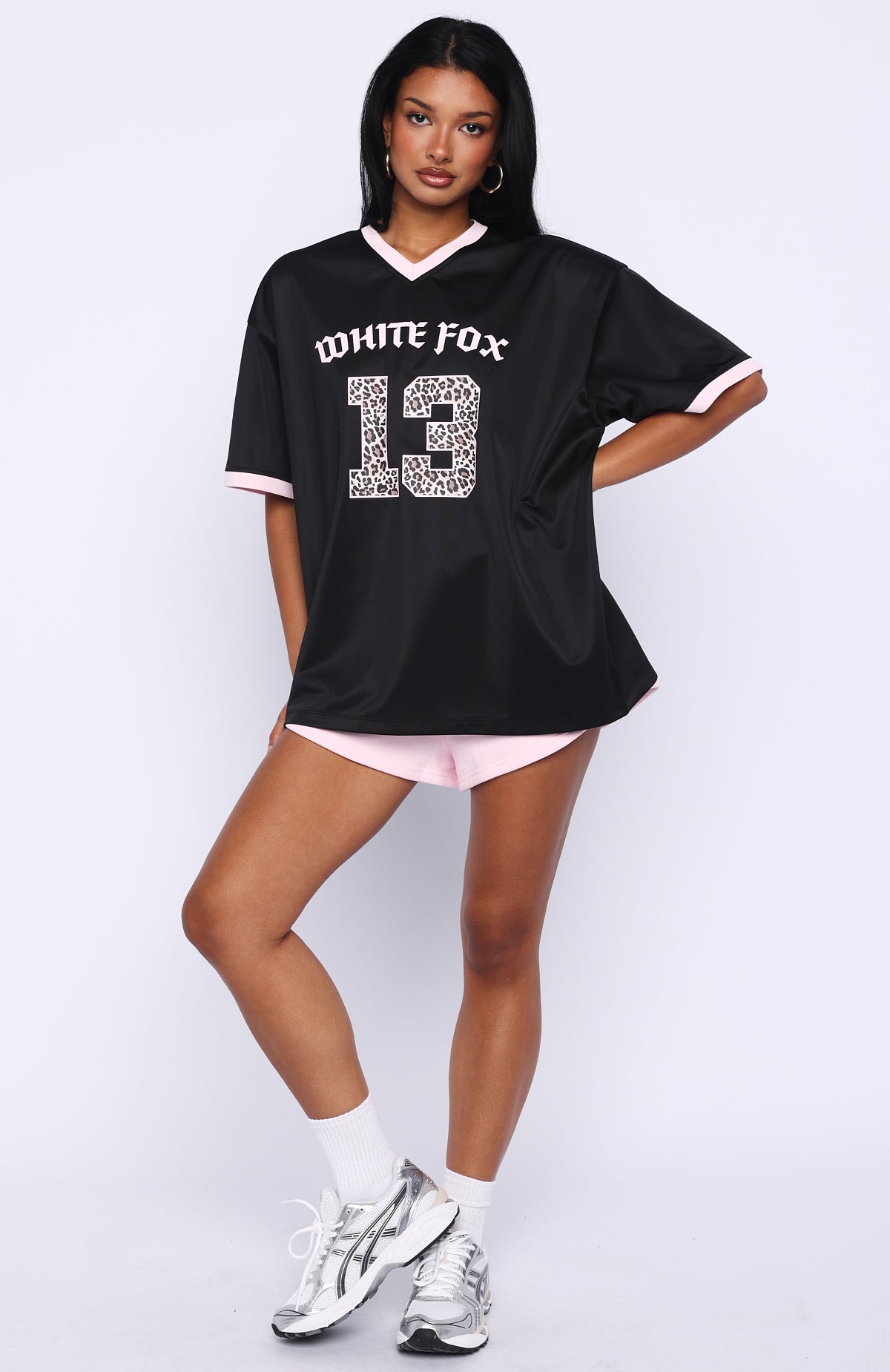 White Fox Boss Babe Vibes Oversized Jersey Black